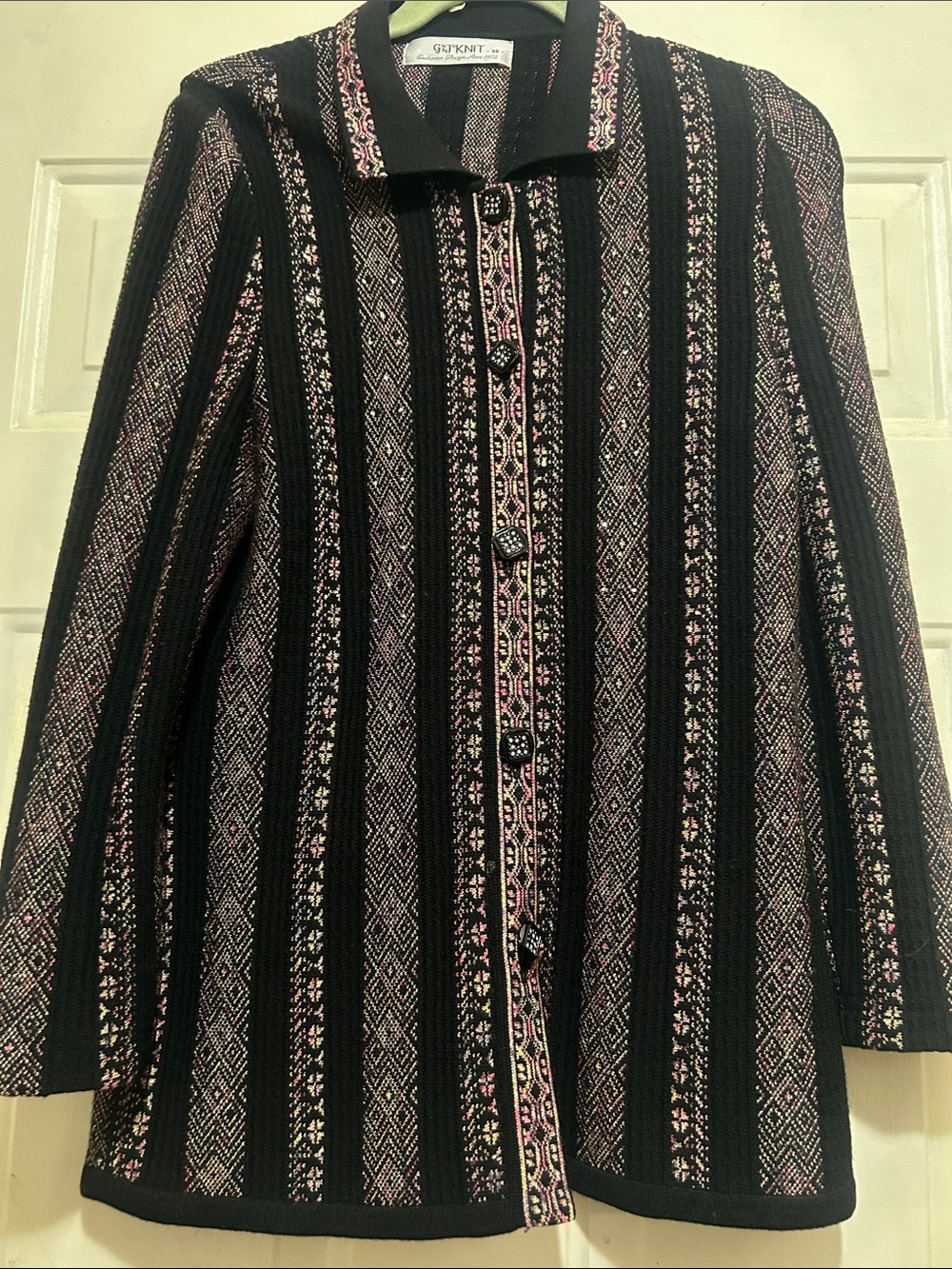 G J Knit Vintage Knit Button-Front Jacket Shacket elegant!